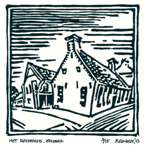 Houtsnede-Het rechthuis